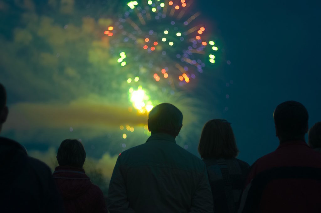 People watching fireworks