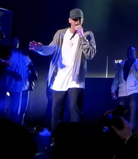 Rapper Eminem performing
