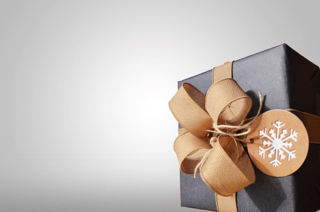 Gift wrapped with bow