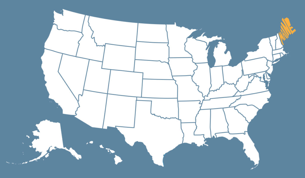 Maine highlighted on the US map