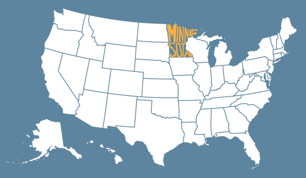 Minnesota highlighted on the US map