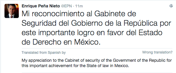 El Chapo Captured Tweet