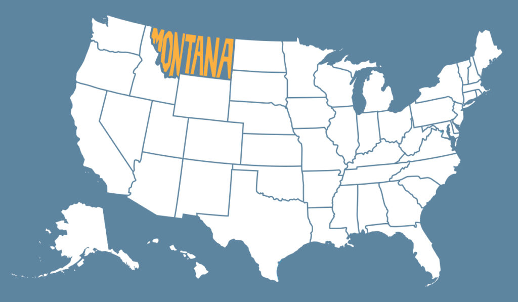 Map of US with Montana highlighted