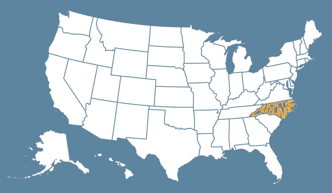 North Carolina highlighted on map