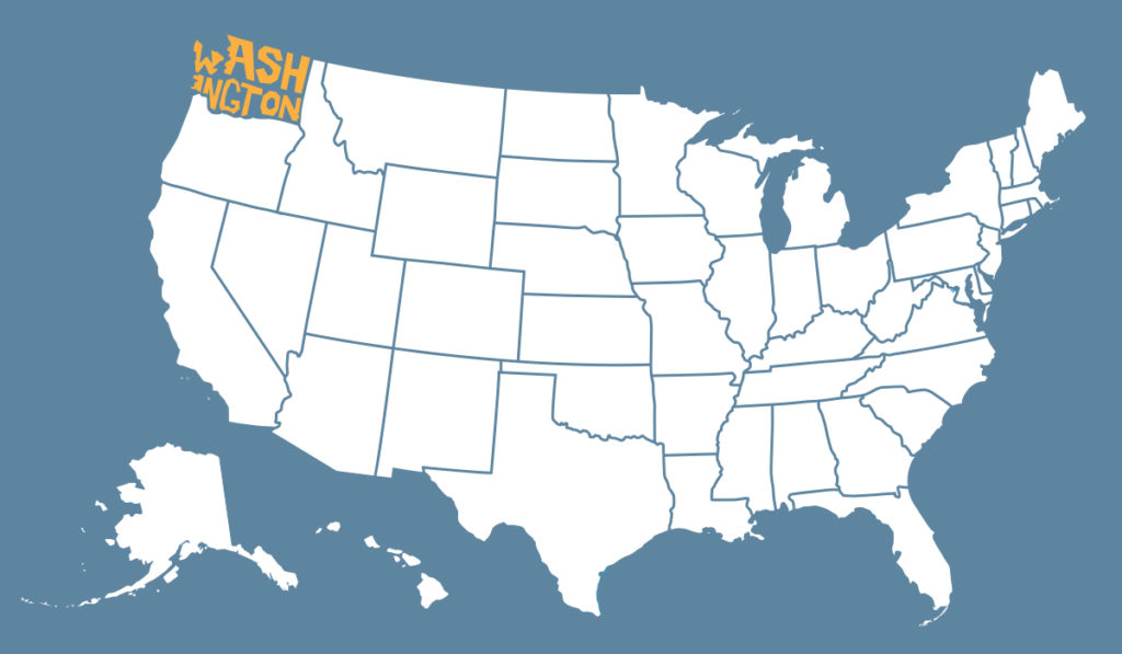 Map of the US with Washington highlighted