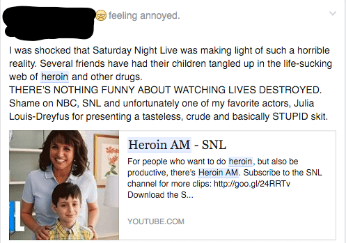 SNL Heroin AM Outrage