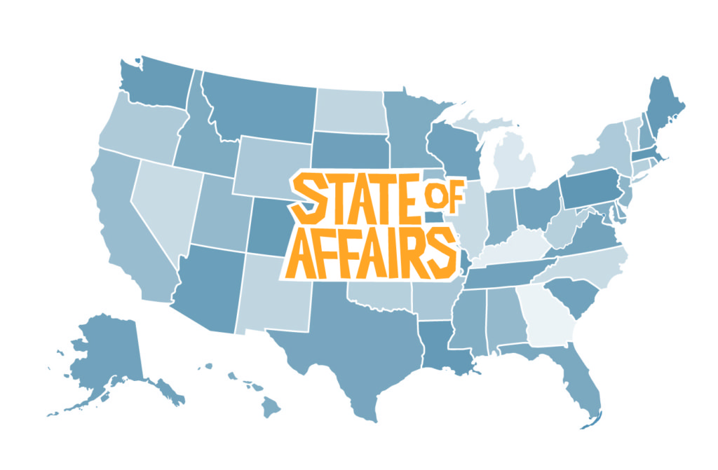 Map of the United States with State of Affairs written on it