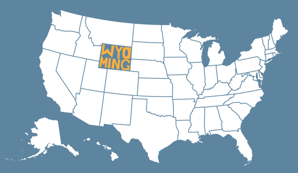 Map of the United States with Wyoming highlighted