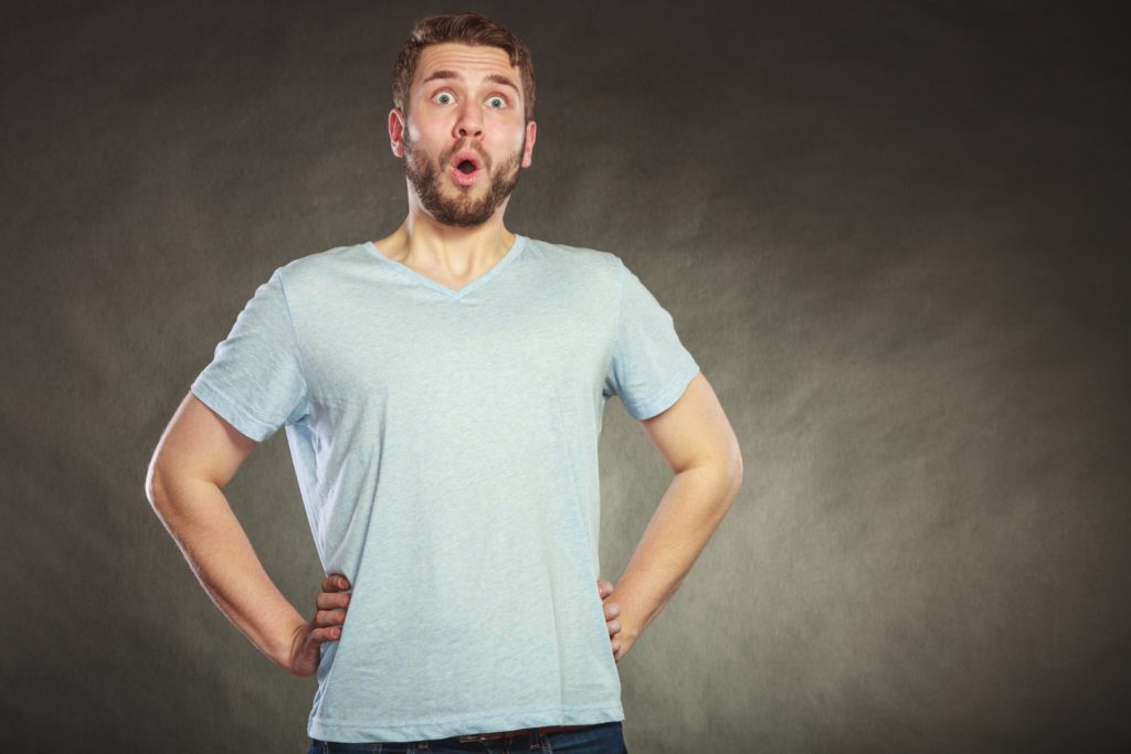 Man standing looked shocked