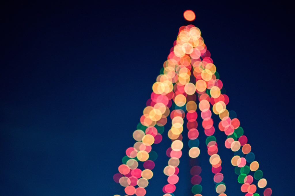Out of focus Christmas tree decoration