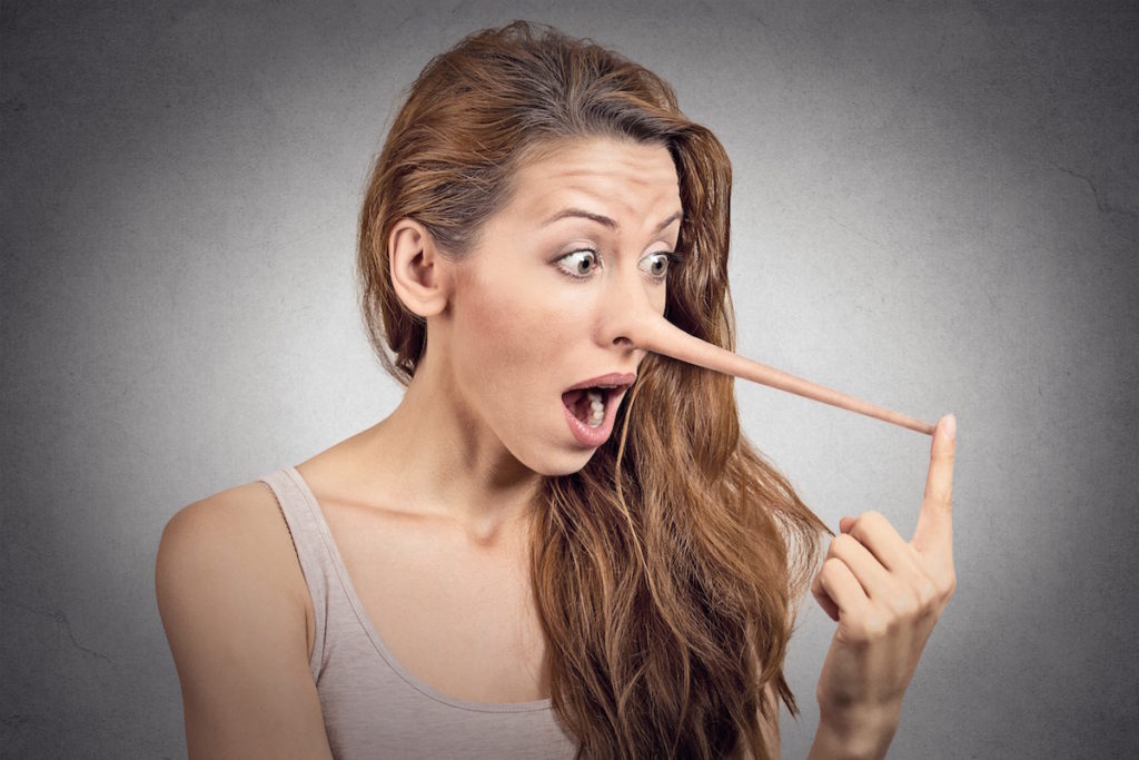Woman with a fake long nose
