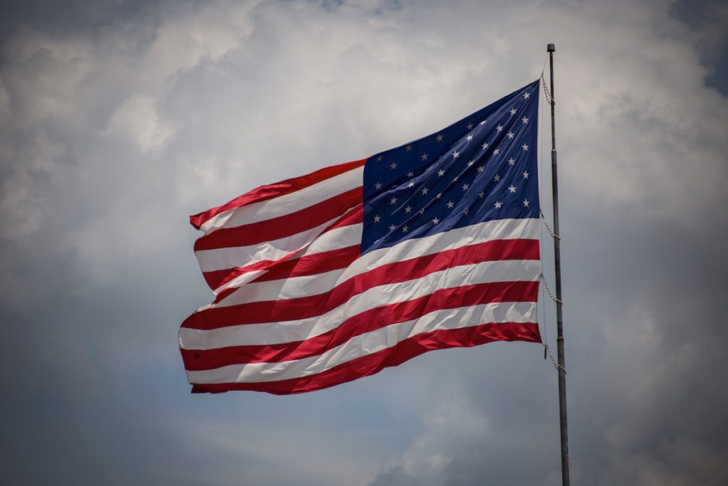 American flag waving in the wind