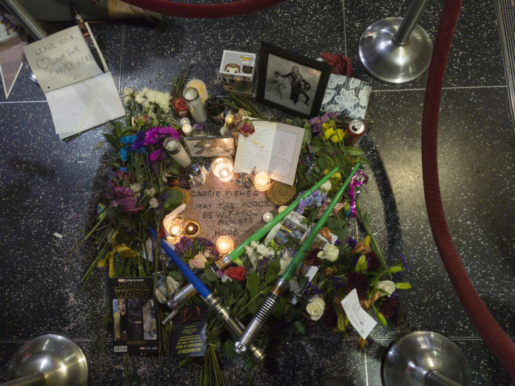 Carrie Fisher memorial Hollywood Boulevard