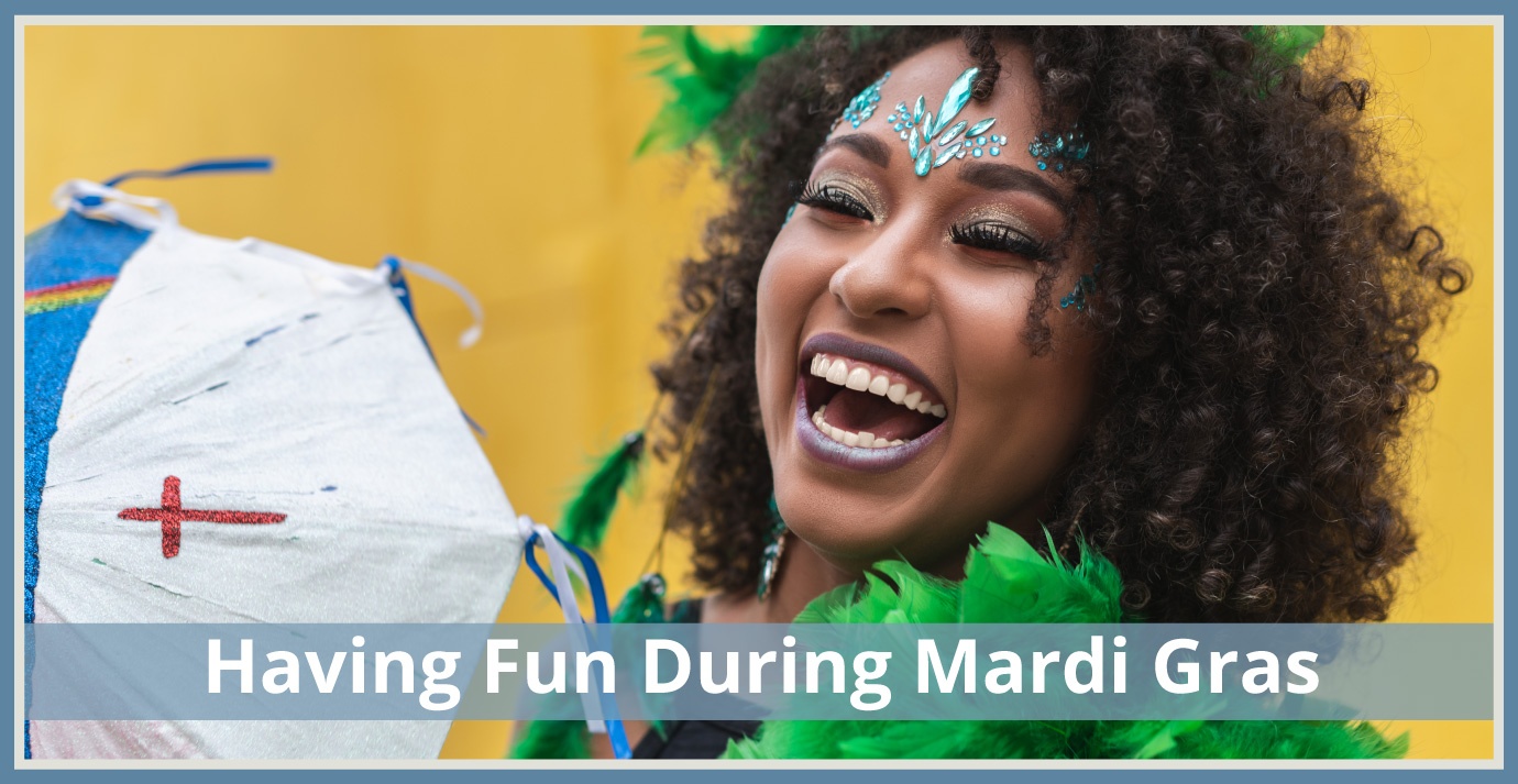 Woman celebrating Mardi Gras